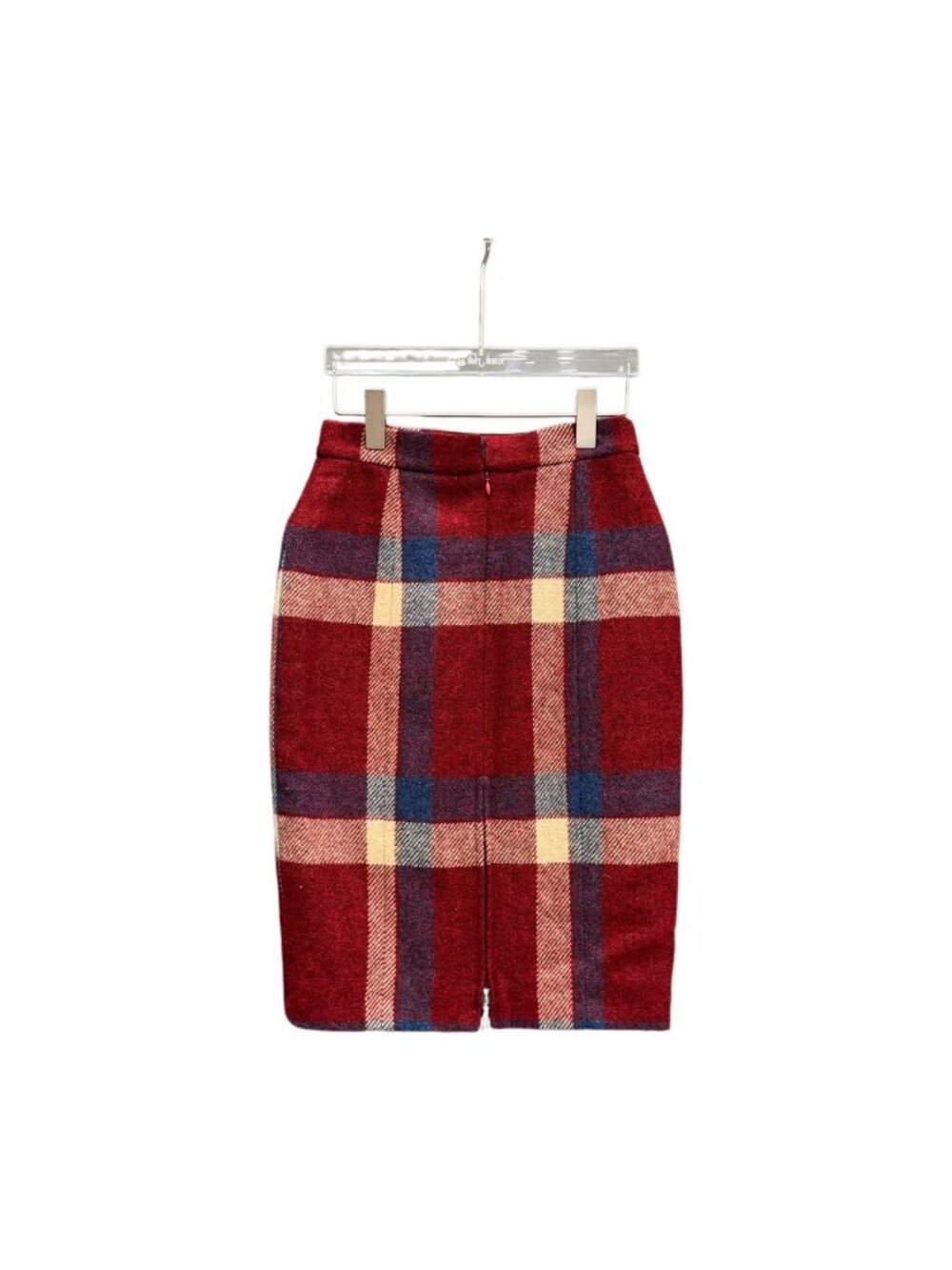 Chanel Red Plaid Wool Skirt